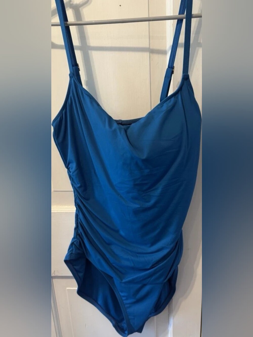 Scoop Neck Blue One-Piece Swimsuit